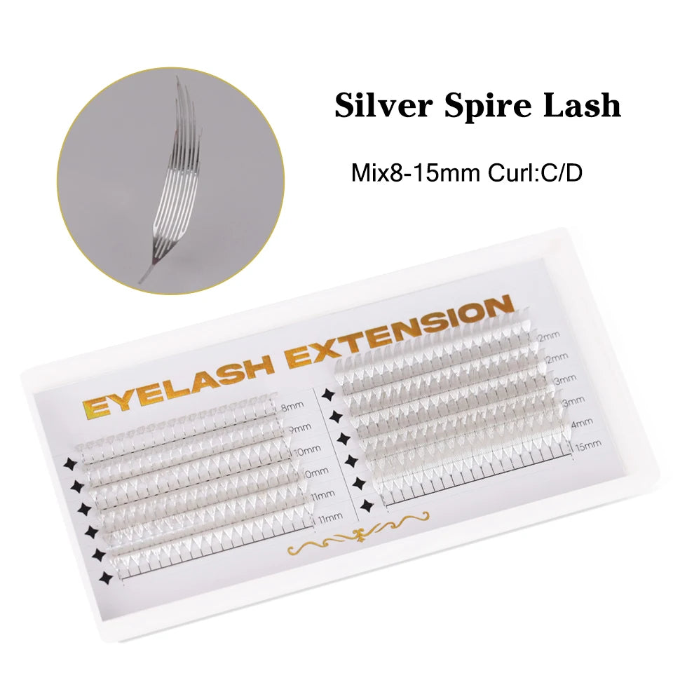 New Tinsel Premade Fans Eyelash Extension Holographic Anime Tower Tips Pro Made Eyelash Comic Feather Super Soft False Eyelashes