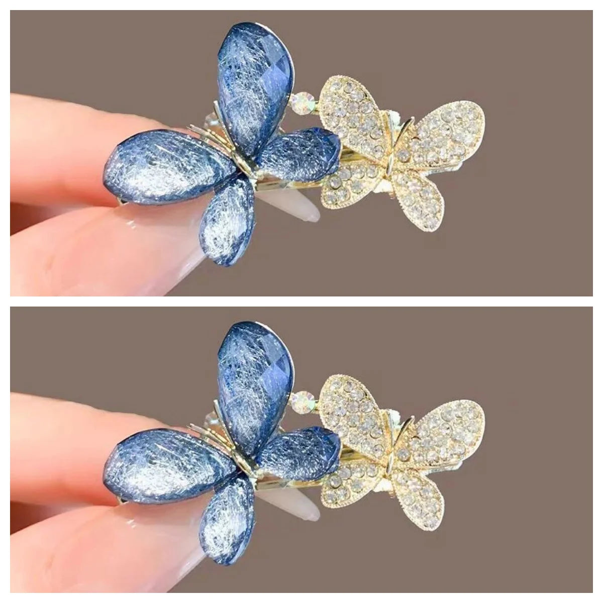 Dreamy Crystal Glass Hairpin, Ultra-Fairy and Dynamic Butterfly Side Clip, Exquisite Side Bangs Clip, Hairpin for Stray Hair