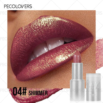 1PC Glitter Pearl, Various Shades, Cream Texture, Non-stick Cup, Sparkling Lipstick, Suitable for Christmas, Halloween Makeup