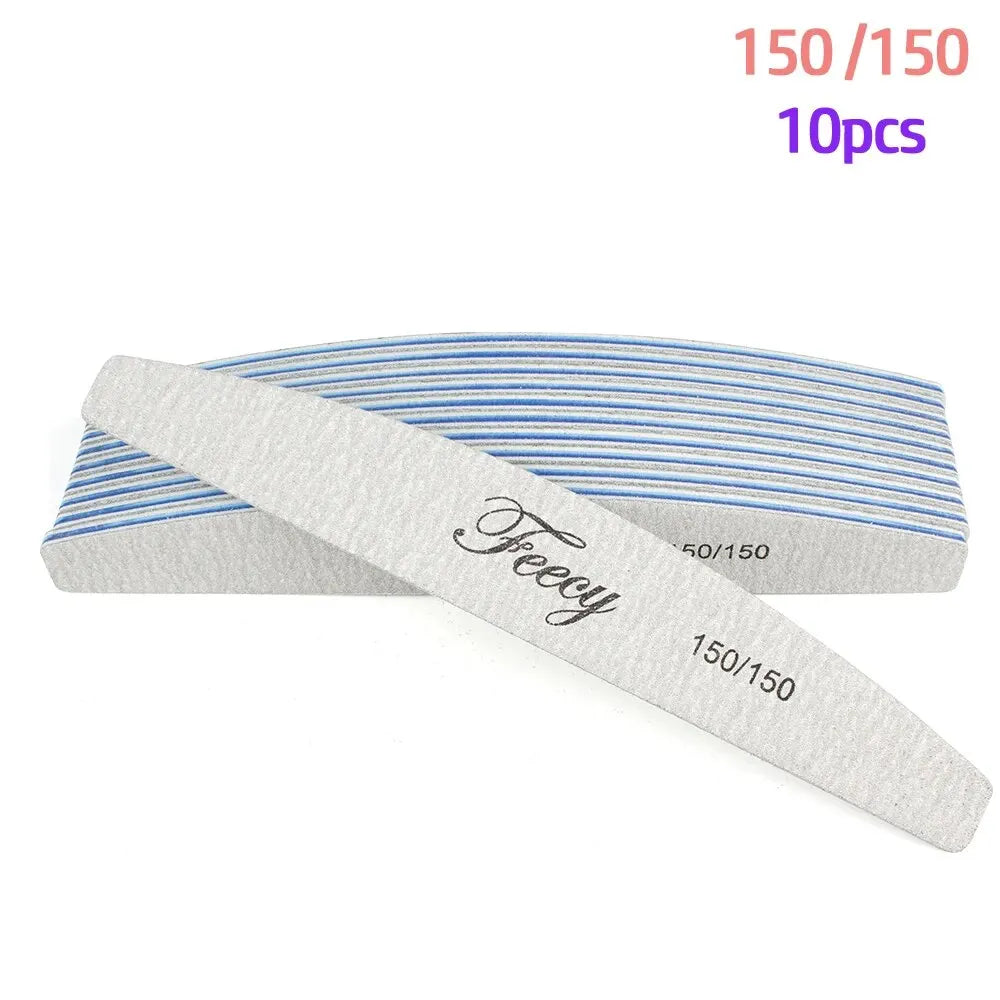 10Pcs/Lot Nail File Buffer Double Side Nail Files Buffer 80/100/150/180/240 Grit Limas Trimmer Lime Nail Art Ongle Manicure Tool