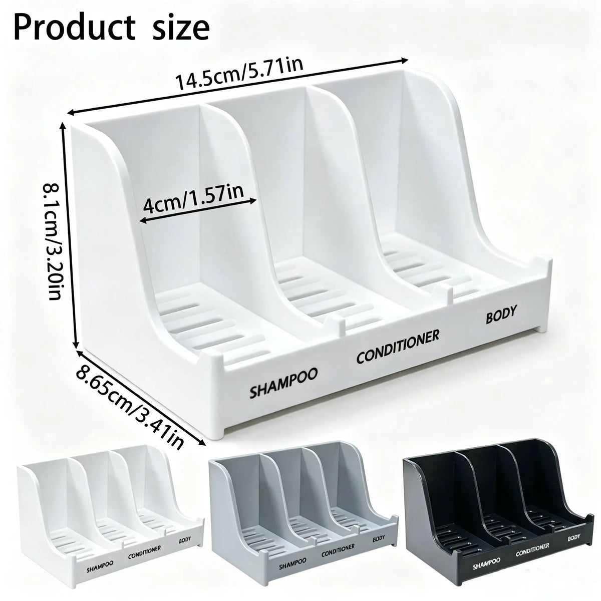 Three-compartment Bathroom Wall-mounted Soap Dish, Self-draining Shower Shampoo Caddy, Holds Shampoo, Conditioner, and Bath Soap