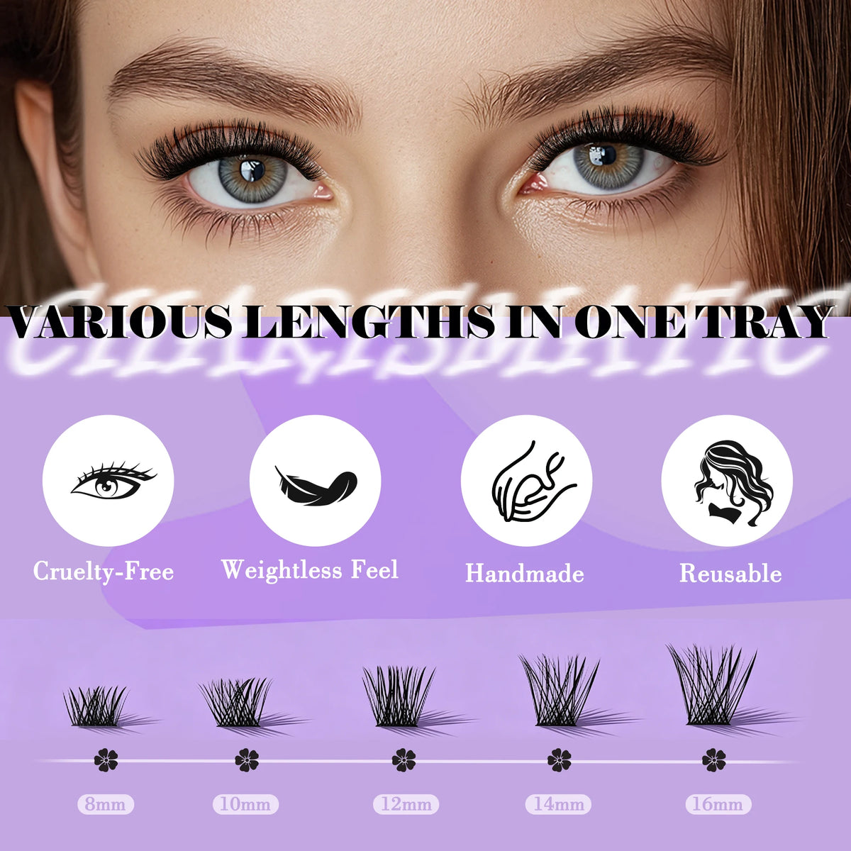 IEEYEEY Wispy Thick Lashes Clusters Natural Fluffy Segmented Lashes 3D Individual Volume Lash 8-16mm Mixed DIY Eyelash Extension