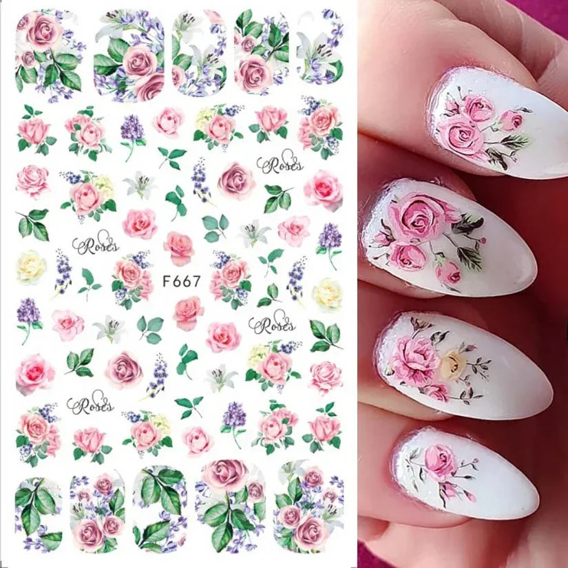 1pcs Sakura Flower 3D Nail Stickers White Cherry Blossom Nail Art Decals Spring Summer Adhesive Slider Decor Wedding Manicure