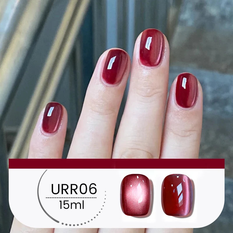 UR SUGAR 15ml 6 Colors Shine Red Winter Christmas Cat Magnetic Gel Nail Polish Sparkling Glitter Semi Permanent Soak Off UV Gel