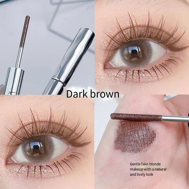 Waterproof Metallic Tube Mascara Black/Brown Silk Fiber Long Curling Non-Clumping Eyelash Extensions Spiral Makeup for Eyes