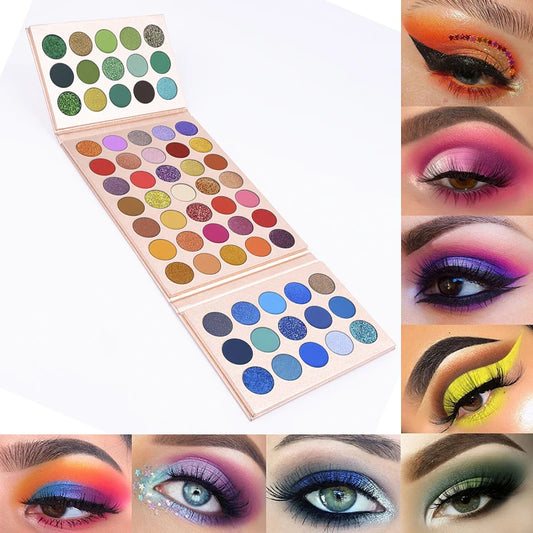 VERONNI 65 Colors Eyeshadow Palette Colorful Eye Shadow Makeup Set High Pigment Shimmer Matte Glitter Pro Bright Eyeshadow Kit