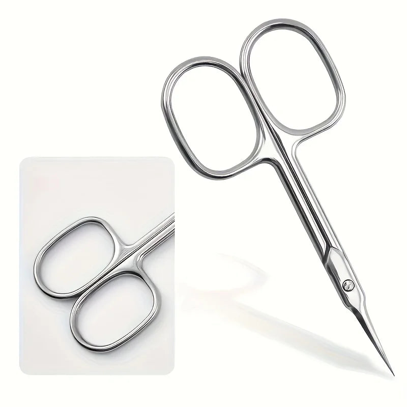 2pcs Stainless Steel Precision Curved Scissors for Manicure and Pedicure Ergonomic Design for Dead Skin,Hangnail,Callus Removal