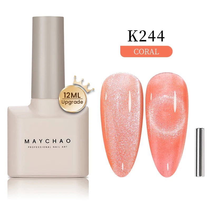 MAYCHAO 10ml Cat Magnetic Gel Nail Polish Cat Eye Glitter Effect Semi Permanent Soak Off UV Gel Varnish Manicure For Nail Art