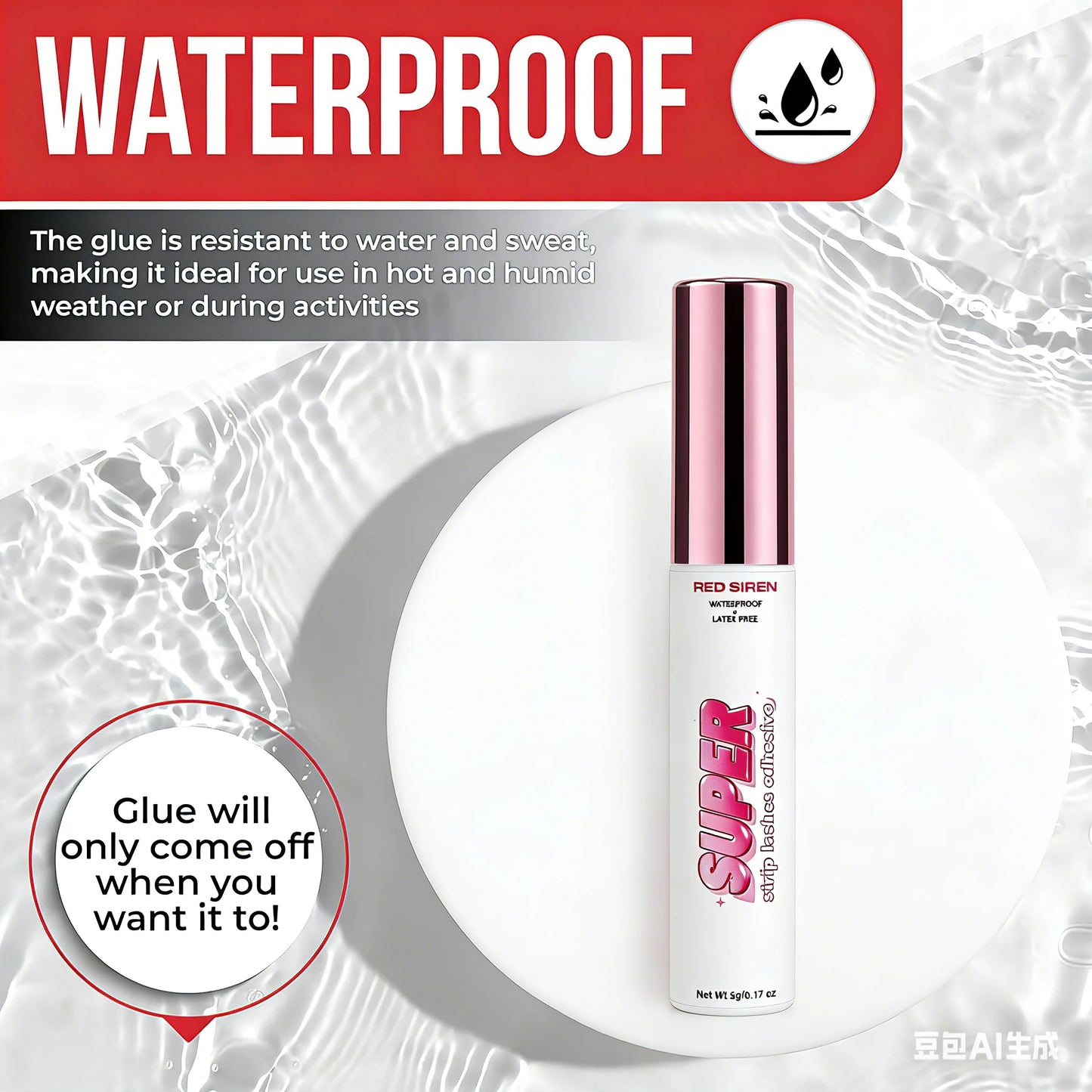 RED SIREN False Eyelash Glue Latex-Free Waterproof Super Strong White Glue for Eyelashes 5ml Full Strip Lashes Glue Makeup Tool