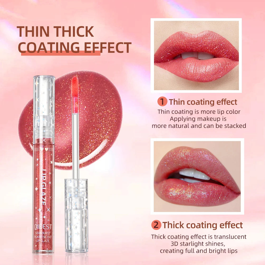 QIBEST 9Pcs/Sets Glitter Lip Glaze Liquid Lipstick Set Shine Lip Gloss Gift Box Natural Moisturizer Waterproof Lips Makeup