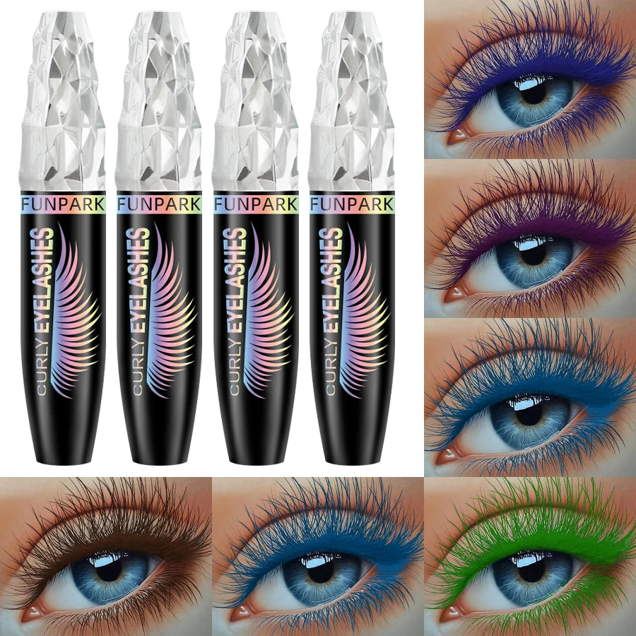 9 Colors 5D Mascara with Big Eyes,Strong Waterproof Thickening Lengthening Curling Liquid Fiber Mascara Eyelash Extension Makeup