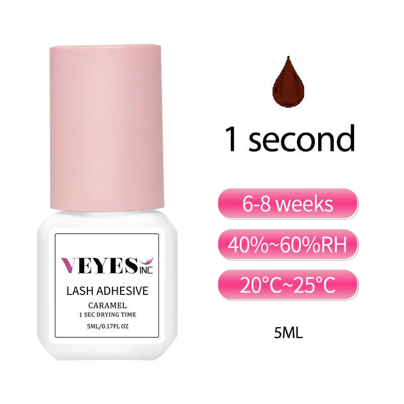 VEYES INC Eyelash Extension Glue 0.5-1 Sec Drying (0.17fl.oz / 5ml) Up to 8 Weeks Retention Adhesive Salon Use for Lash  Tech