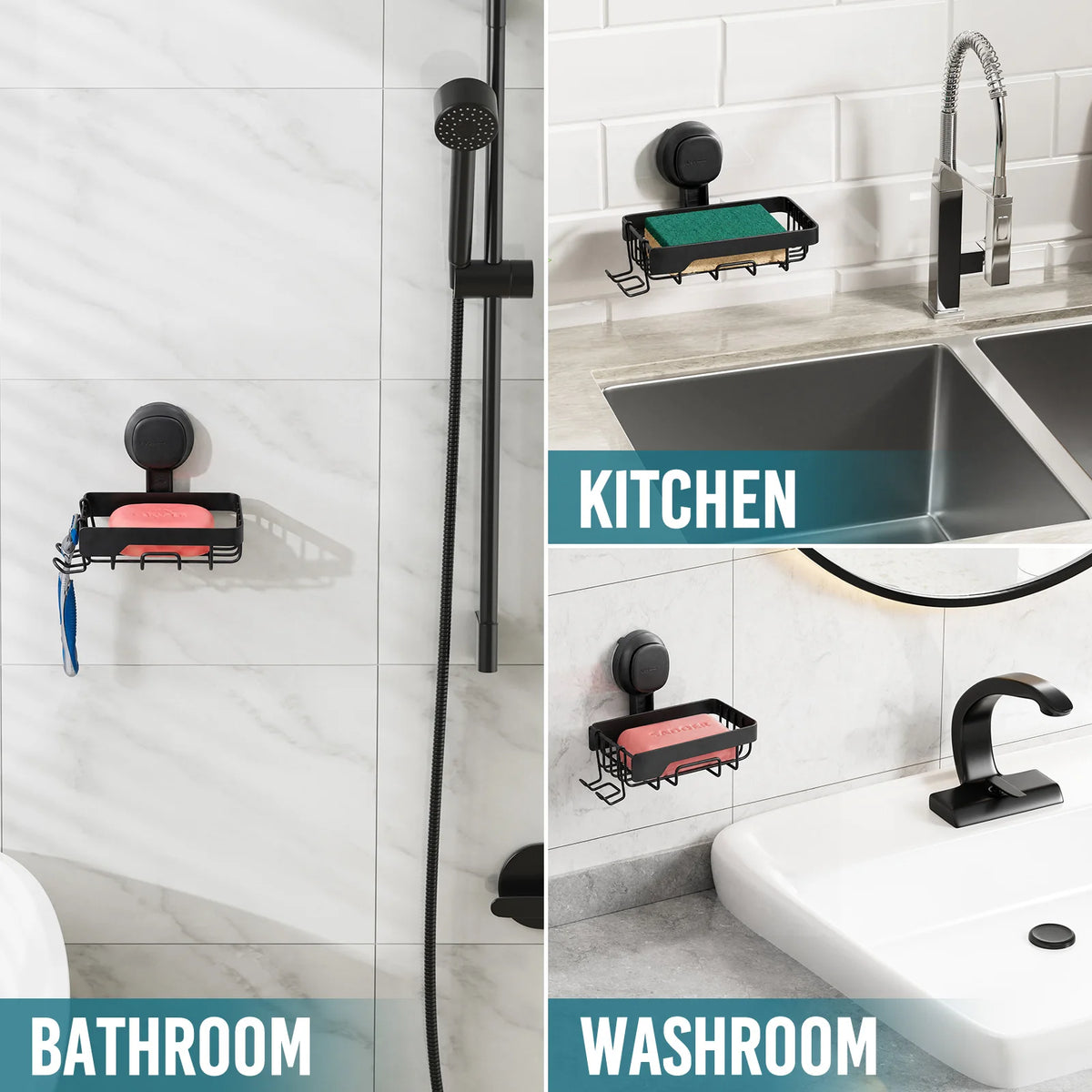 TAILI Soap Holder Soap Dish for Shower Wall, Bathroom Accessories, Removable and No Drill, with Visible Red Line Seal Indicator