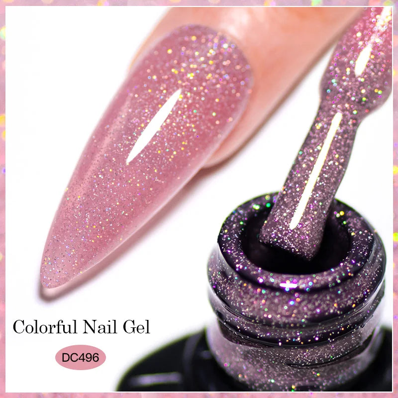 7ml Champagne Gold Sliver Reflective Nail Gel Polish Sparkling Shining Glitter Pink Red Nail Supplies Semi Permanent Gel Varnish