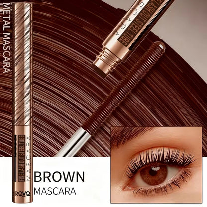 Waterproof Steel Tube Mascara,Black/Brown Waterproof Lengthening Curling Mascara,Non-Smudging Long-Lasting Volume Eyelash Makeup