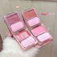 Orange Pink Blusher Plate with Puff Water Gloss Blush Cream Makeup Lasting Moisturizing Cheek Tint Rouge Portable Blush Cosmetic