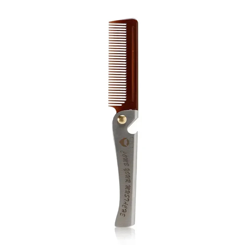 New Foldable comb Folding Pocket Clip Hair Moustache Beard Comb Fashion Men Women Handmade massage hair brush Folding knife comb