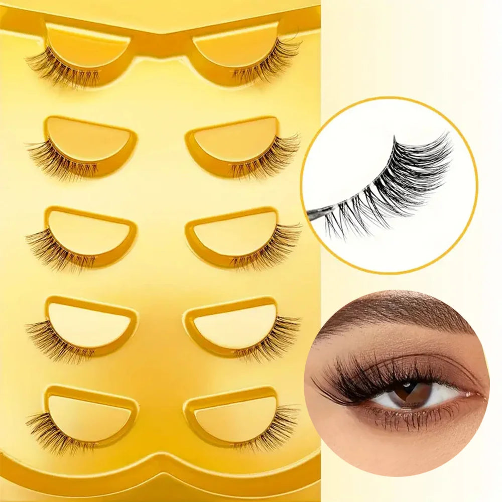 5 pairs Wispy Half Lashes for Natural Volume and Curly Look - Perfect for Daily Dating and Party Makeup