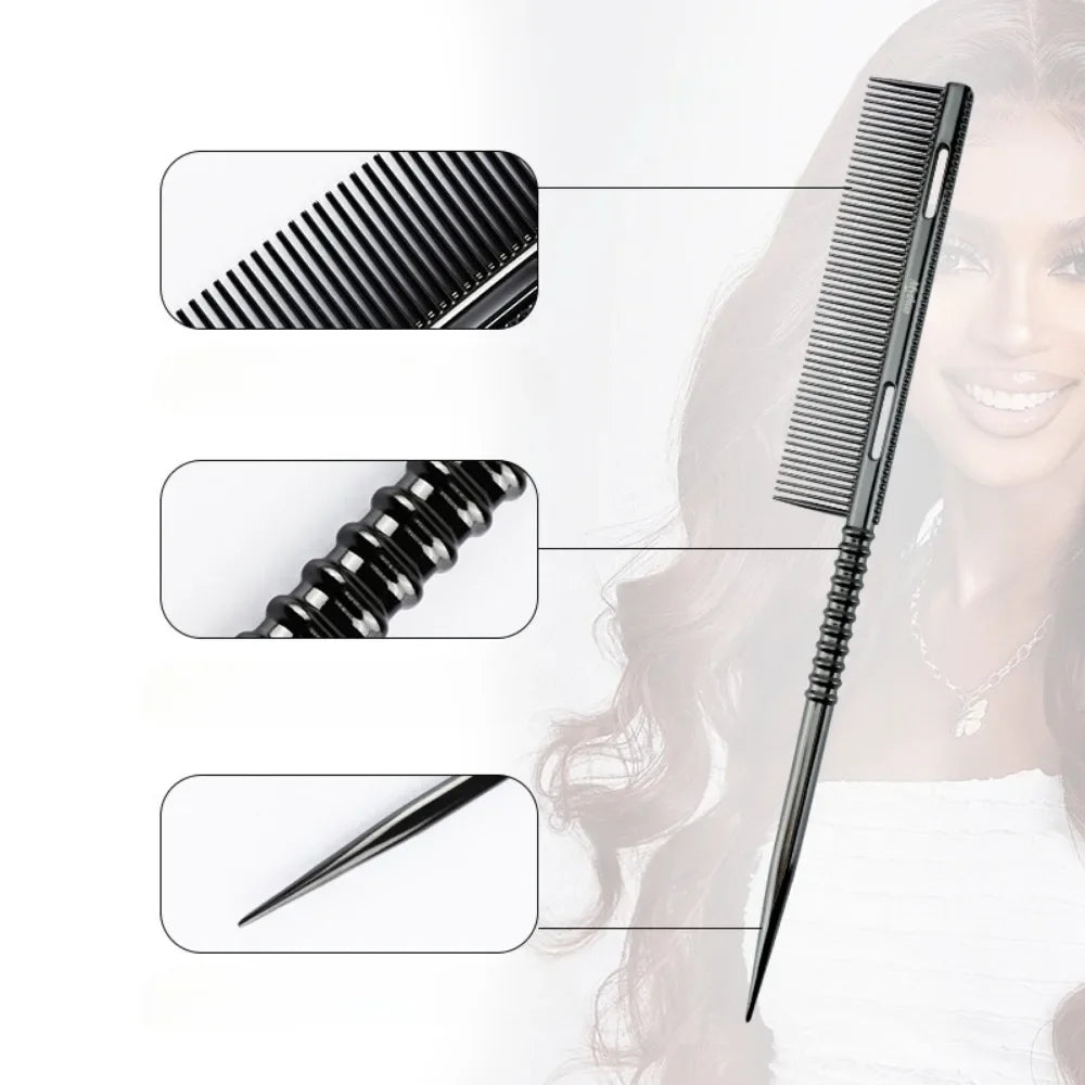 Aluminium Fine Hair Comb Rat Tail Hairdressing Combs Hair Cutting Parting Hair Brush Barber Accessories Salon Styling Tools