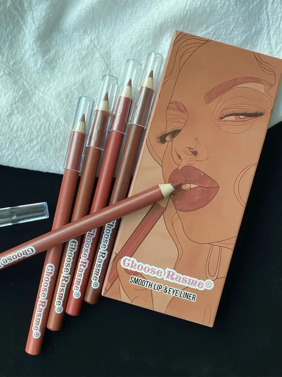 6pcs Lip Liner Pen 6 Colors Waterproof And Sweat-proof Not Easy To Fade Non-stick Cup Nude Lipstick Pencil SET