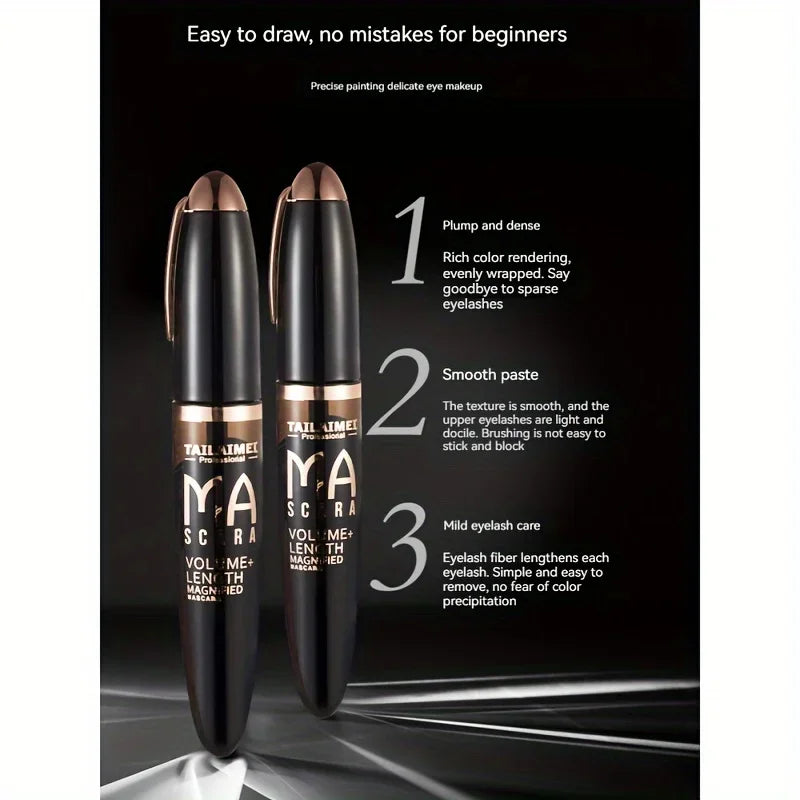 1 PC Waterproof 3D Mascara Thick Long Smudge-proof Plump Encrypted Long-lasting Curling Large Eye Makeup with 360° Spiral Brush