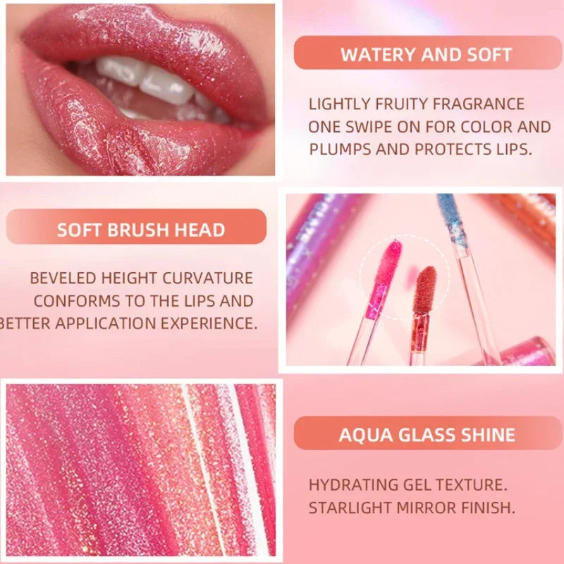15 Colors Glitter Liquid Lipglaze Tint Laser Holographic Lipsticks Cosmetics Shiny Pigment Waterproof Makeup Women Lipglosses