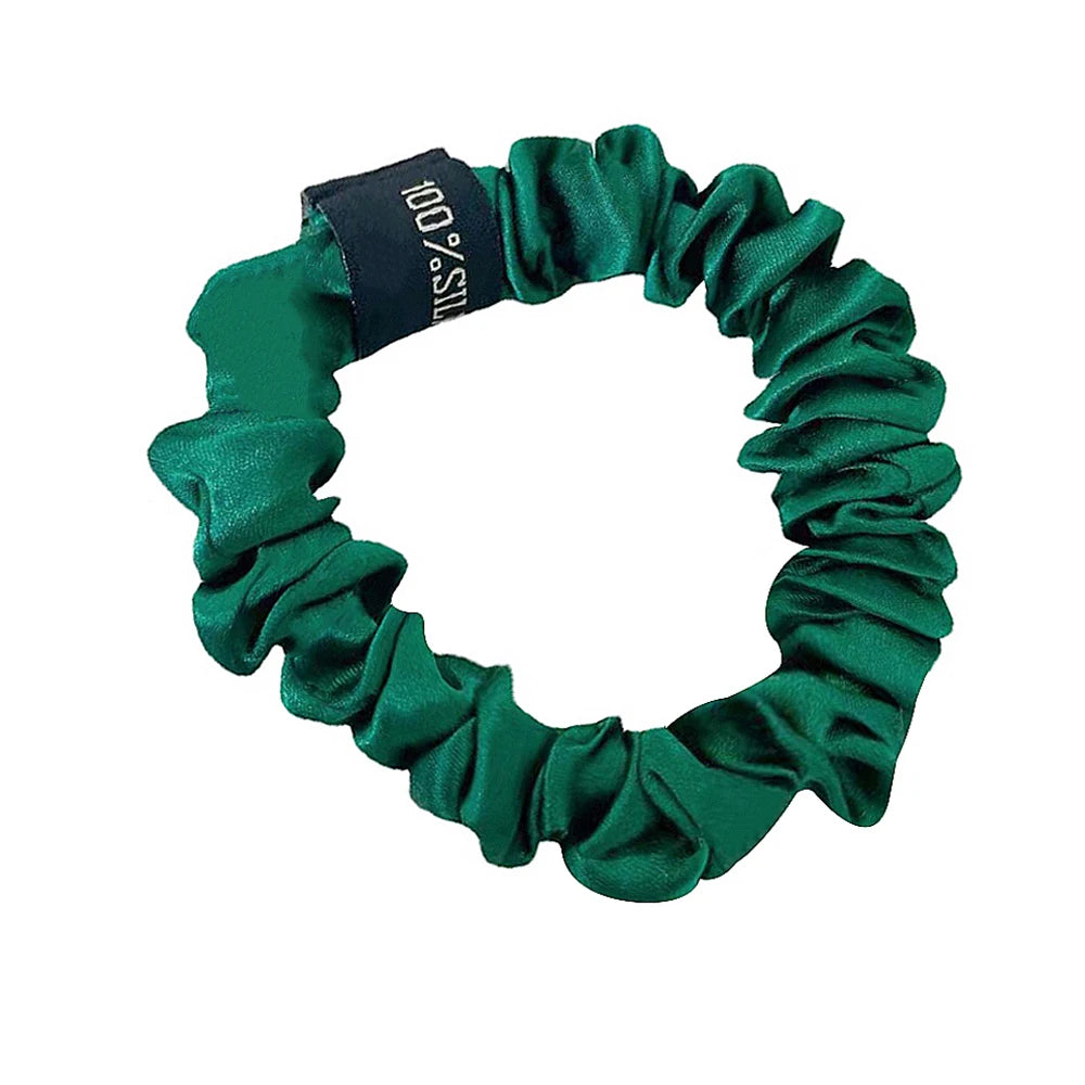 100% Pure Mulberry Silk Scrunchies Hair Bands Ties Gum Elastics Ponytail Holders Pure Color for Women Girls 19 Momme 1.5CM