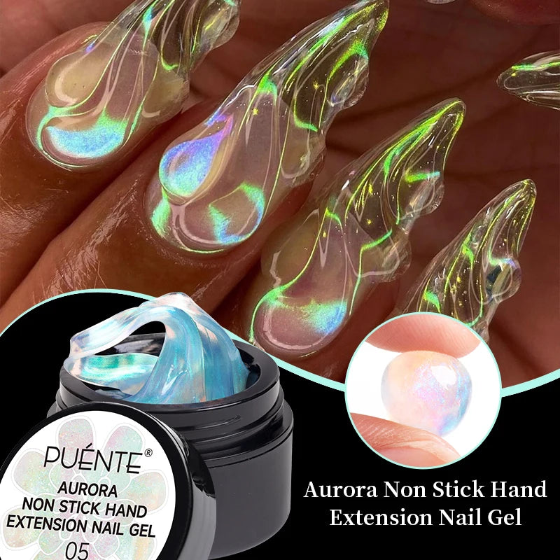 PUENTE Pearl Color Builder Nail Gel Polish Hema Free Shell Thread Glitter Nail Extension Semi-Permanent Construction Gel Varnish