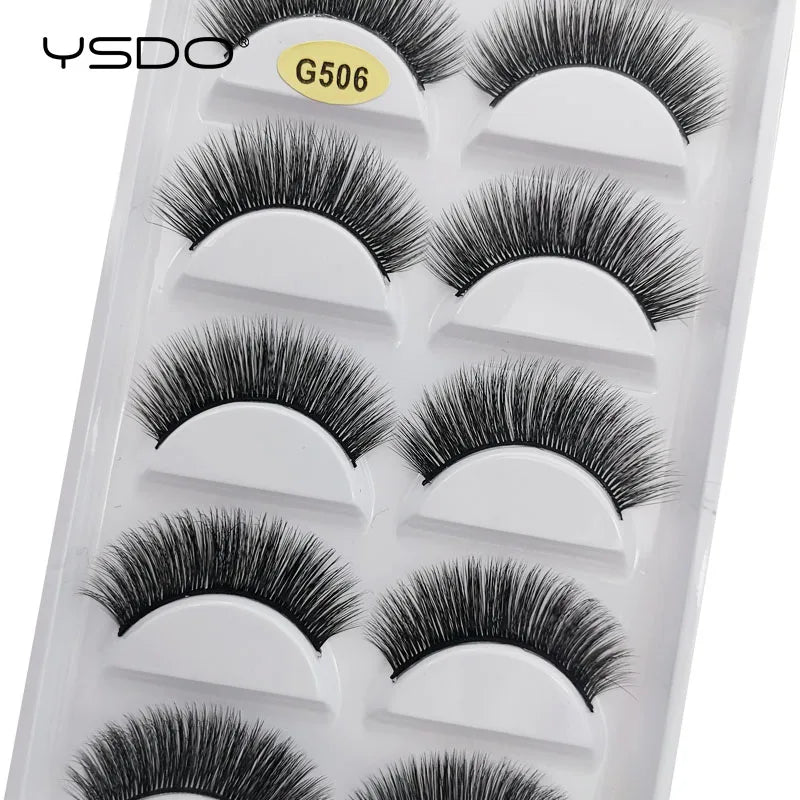 YSDO Eyelashes 3/5 Pairs Natural Long 3D Mink Lashes Fluffy Volume Mink False Eyelashes Cruelty Free Wispy Lashes Makeup Cilios