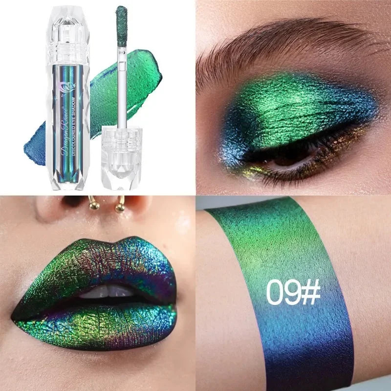 Metallic Discoloured Eye Shadow Purple Green Glitter Eyeshadow Makeup Chameleon Eyeshadow Liquid Polarized Colorful Cosmetics