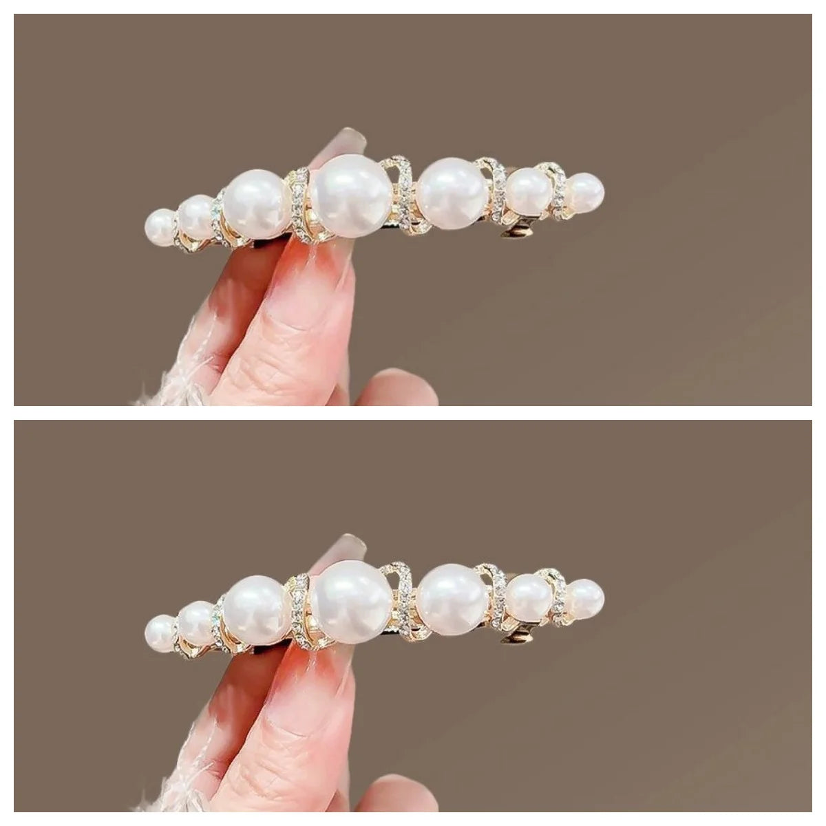 Exquisite Side Pearl Hairpin Hair Clip for Women, New Niche High-End Horizontal Clip for the Back of the Head, Half-Tied Spring