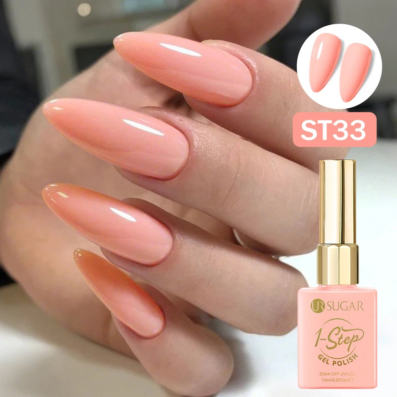 UR SUGAR 15ml 1 Step Gel Polish 3 IN 1 Red Pink Glossy Nail Soak Off LED UV Gel Nail Varnishes No Need Base Gel and Top Coat