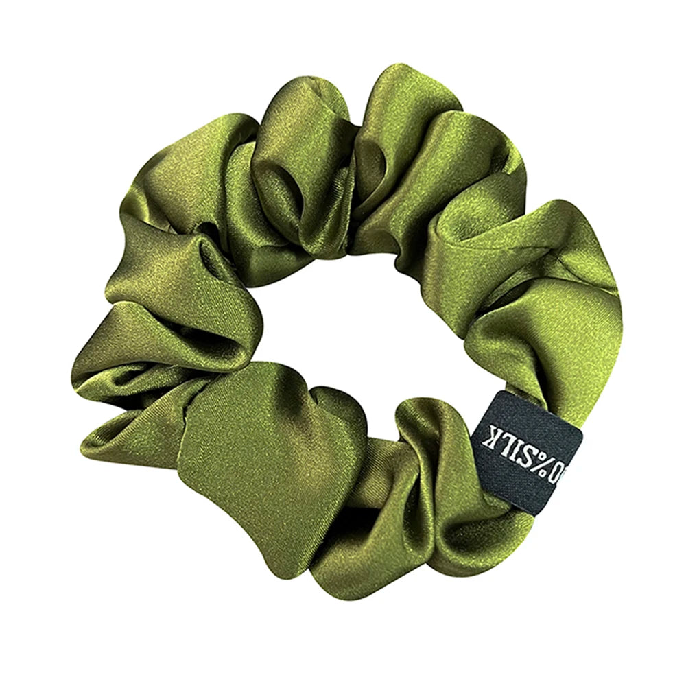 100% Pure Mulberry Silk Large Scrunchies Elastics Bands Hair Ties Gum Ropes Ponytail Holders Hair Accessories for Women Girls