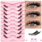 Veltrinay Natural Half Lashes Cat Eyelashes Soft Wispy with Clear Invisible Band Reusable Faux Mink Eyelashes Makeup
