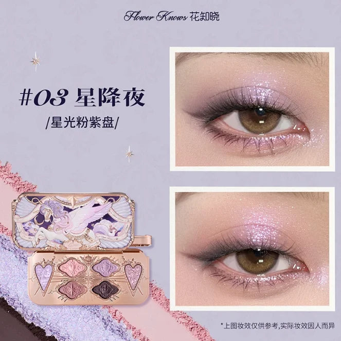 Flowerknows 6 Color Eye Shadow Palette Shell's Jewel Matte Pearl Metallic Glitter Eyeshadow Makeup Long-Wearing for Eyes