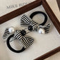 Simple Beach Hair Accessories Scrunchies for Hair Woman Accesories Pearl Striped Bow Girls Cute Items New Headwear Apparel