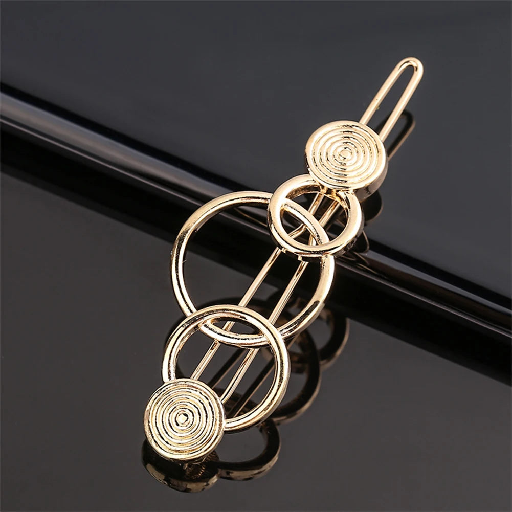 Triangle Moon Hairpin Fashion Women Metal Frog Clip Word Clip Elegant Star Round Barrette Alloy for Ladies Hair Accessories