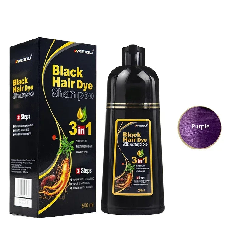 100ml/500ml Hair Dye Shampoo 3in1 Darkening Hairs Instant Gray To Black Polygonum Multiflorum Natural Coloing Cover Men Women