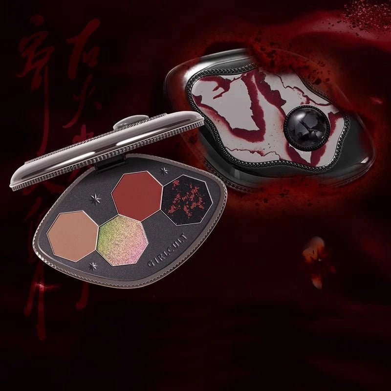 Girlcult 4 Color Eyeshadow Palette Shimmer Black Red Matte Chameleon Eye Shadow Vegan Halloween Make Up Sets Cosmetics Full Set