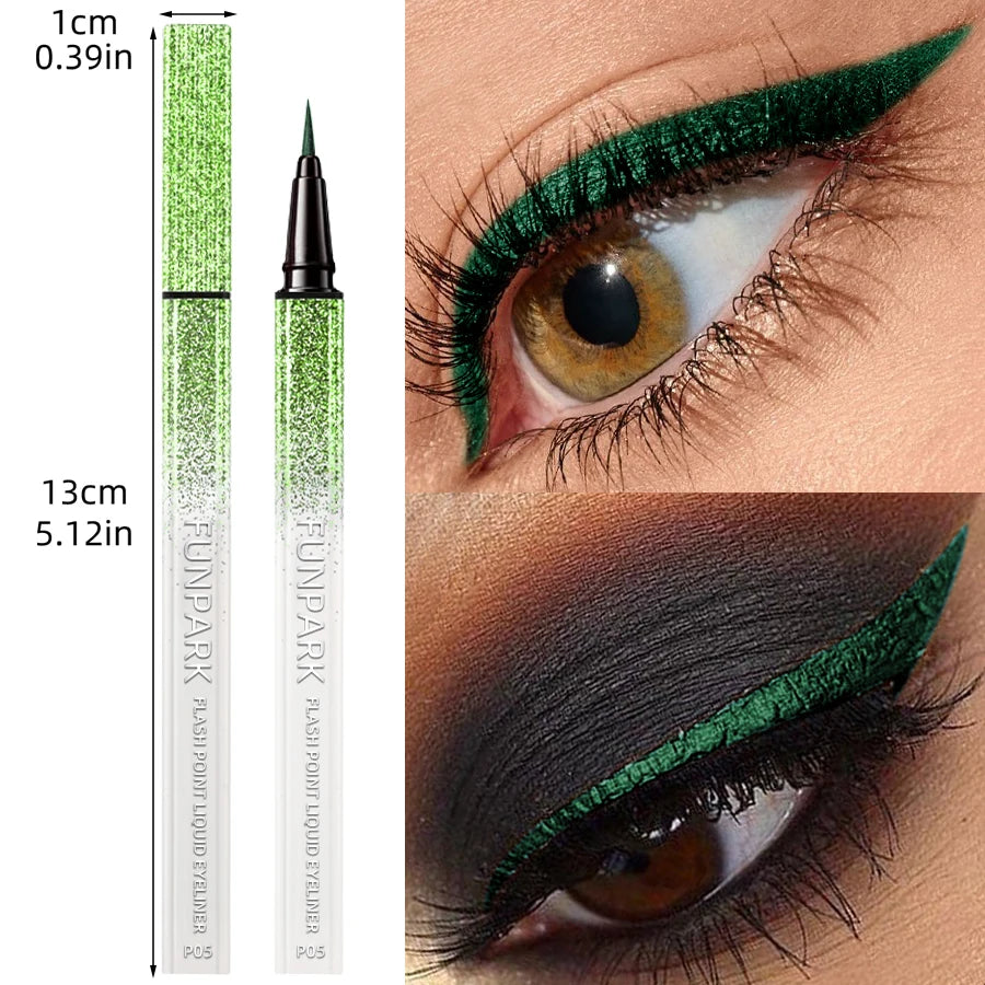 1PC Green Waterproof Eyeliner Sweat-proof Long Lasting Non-smudged Fast Drying Eye Liner Korean Makeup for Women Liquid Pen