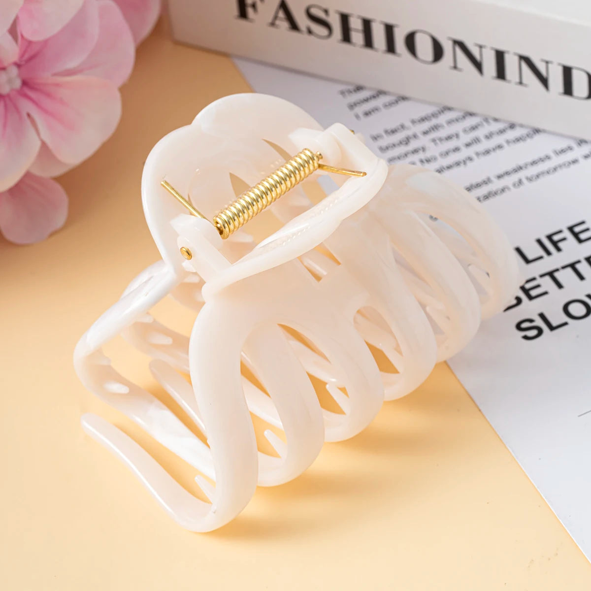 New Large Marble Stripes Pumpkin Hair Claws Crab Hairpins For Women Sweet Hair Clip Barrettes Headband Hair Accessories Styling