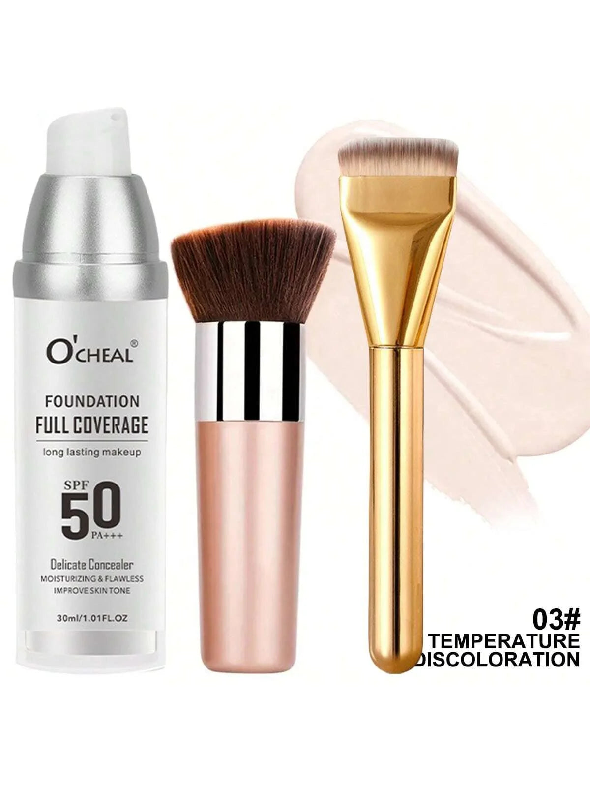 Color Changing Liquid Foundation,Waterproof Concealer,Full Coverage Moisturizing Oil-Control Whitening Cosmetics Lasting Makeup