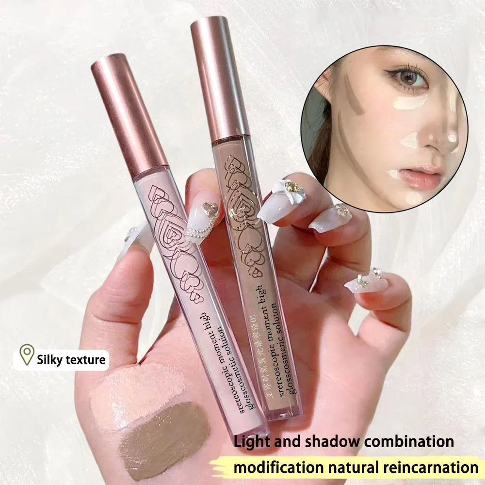 Highlighter Stick, Face Contour, Liquid Shadow, Glitter, Brightening, Concealer, Three-Dimensional Highlighter, Silkworm Pencil
