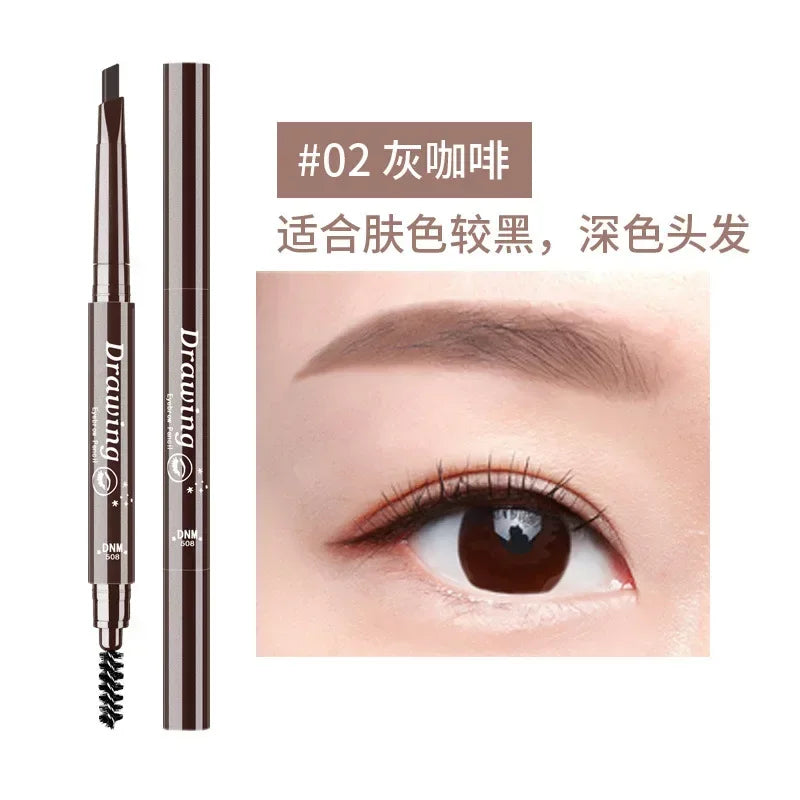 DNM 7-color Option Double-head Triangular Eyebrow Pencil with One Eyebrow Brush Naturally Easy To Color and Draw Brow Pencil