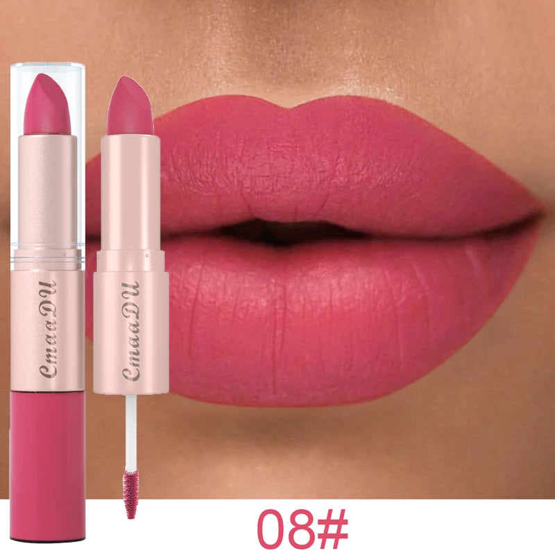 1/3pcs 2 in 1 Velvet Matte Lipstick Set Double Head Lip Gloss Kit Non-stick Cup Lip Tint Long Lasting Waterproof Lipstick Makeup