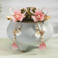 2pcs Chinese Hanfu Hair Clips Hairpins Flower Girls Pink Barretes Crystal Tassel Children Hair Accessories Jewelry Headwear