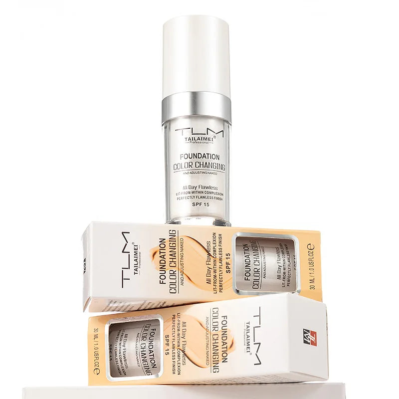 Warm Change liquid foundation sunscreen lasting oil control easy to apply makeup waterproof portable