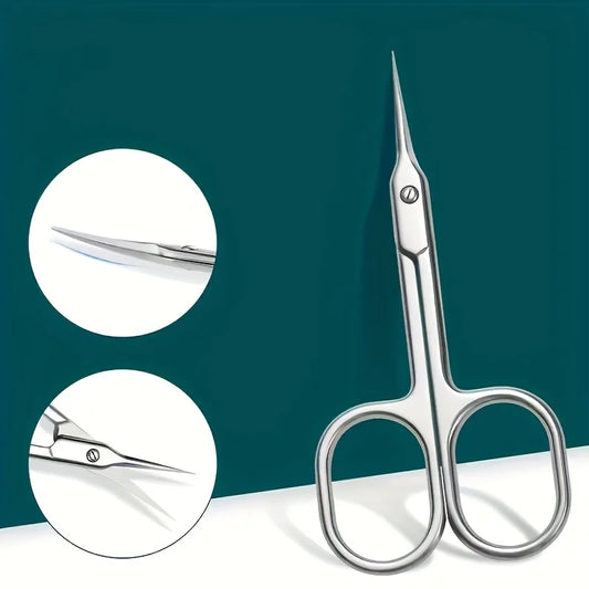 2pcs Stainless Steel Precision Curved Scissors for Manicure and Pedicure Ergonomic Design for Dead Skin,Hangnail,Callus Removal