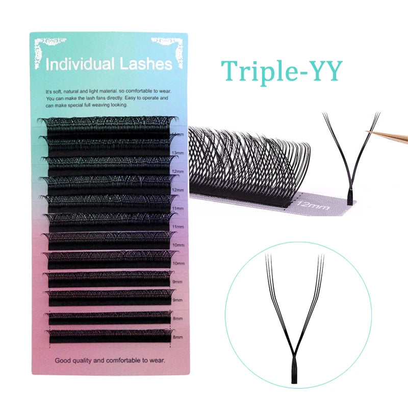 HOLLYLASH YY/W Shaped 2D 3D 4D 5D 6D Hand Woven Automatic Flowering Premade Volume Fans Eyelashes Extensions Individual Lashes