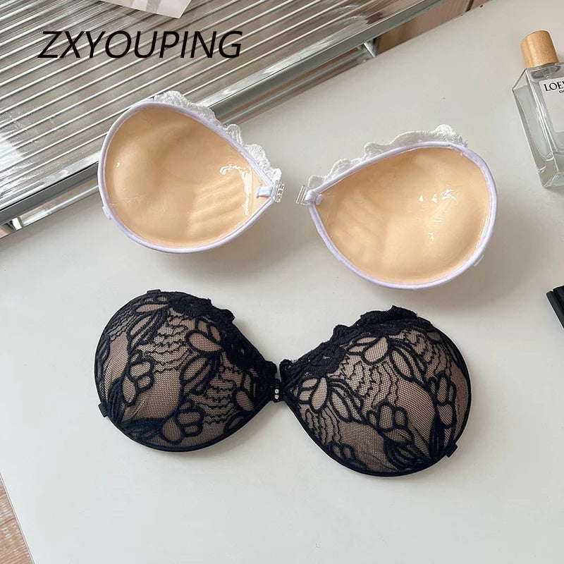 Lace Silicone Bra Reusable Nipple Stickers Adhesive Nipple Cover Bra 3CM Thickened Push Up Bra Chest Patch